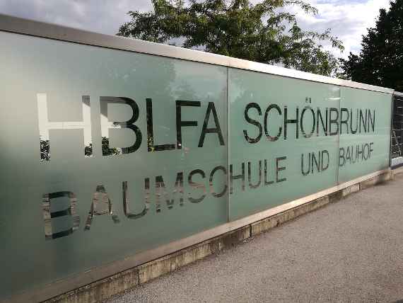 Glas mit Aufschrift: HBLFA Schönbrunn Baumschule und Bauhof