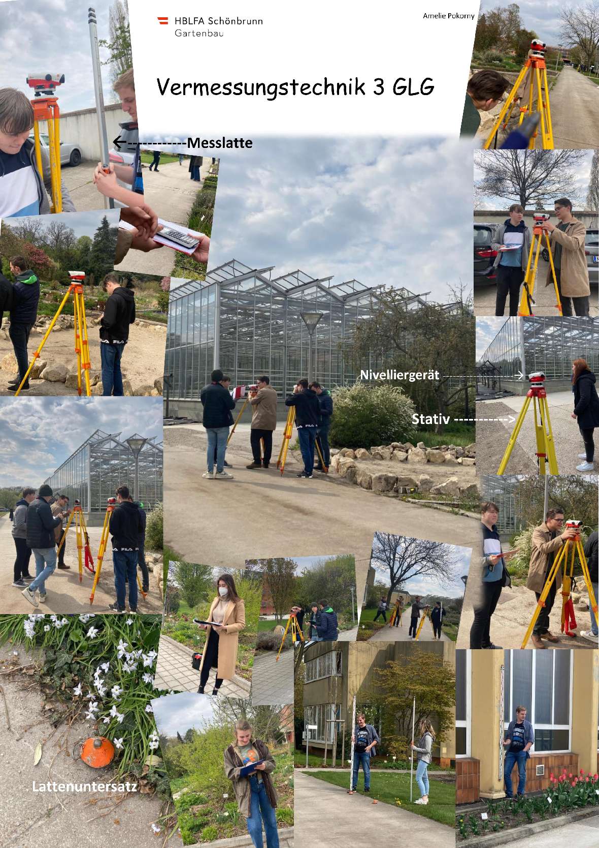 Collage über das Höhennivellement im Schulgarten